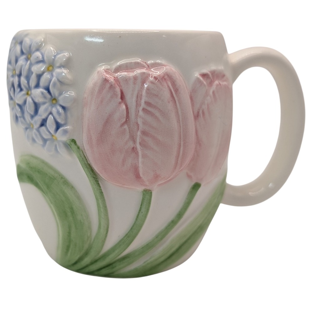 Otagiri Mary Ann Baker Coffee Mug Tulip‎ Garden Handcrafted Japan Vintage 1980s